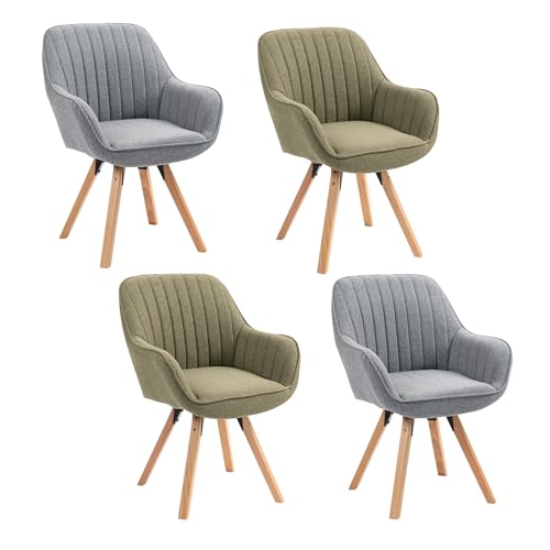 MEUBLE COSY Esszimmerstühle Drehbar 4er Set Küchenstuhl Polsterstuhl Drehstuhl mit Armlehne Sessel Schminkstuhl aus Stoff Massivholzbeine für Esszimmer Wohnzimmer Arbeitszimmer, Bunt von MEUBLE COSY