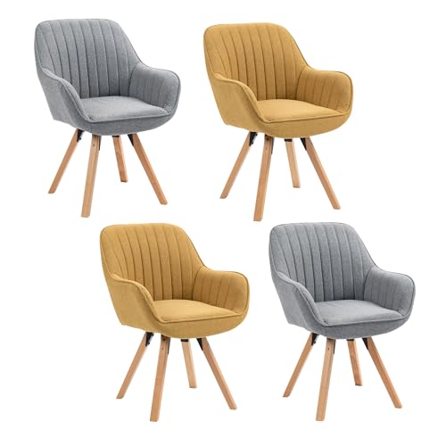 MEUBLE COSY Esszimmerstühle Drehbar 4er Set Küchenstuhl Polsterstuhl Drehstuhl mit Armlehne Sessel Schminkstuhl aus Stoff Massivholzbeine für Esszimmer Wohnzimmer Arbeitszimmer, Bunt von MEUBLE COSY