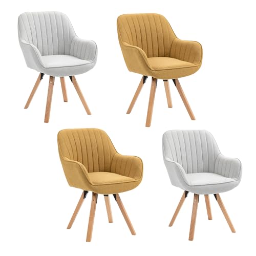MEUBLE COSY Esszimmerstühle Drehbar 4er Set Küchenstuhl Polsterstuhl Drehstuhl mit Armlehne Sessel Schminkstuhl aus Stoff Massivholzbeine für Esszimmer Wohnzimmer Arbeitszimmer, Bunt von MEUBLE COSY