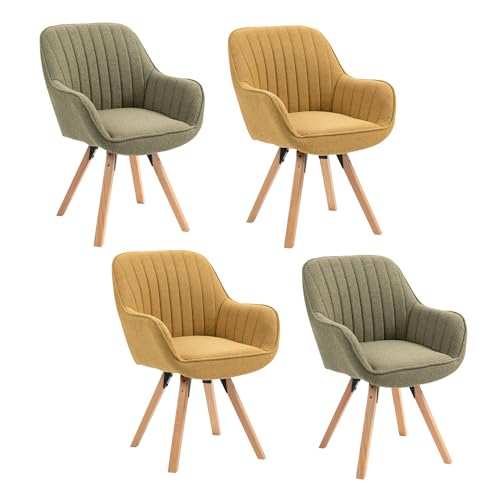 MEUBLE COSY Esszimmerstühle Drehbar 4er Set Küchenstuhl Polsterstuhl Drehstuhl mit Armlehne Sessel Schminkstuhl aus Stoff Massivholzbeine für Esszimmer Wohnzimmer Arbeitszimmer, Bunt von MEUBLE COSY