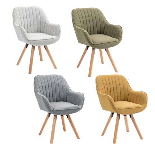 MEUBLE COSY Esszimmerstühle Drehbar 4er Set Küchenstuhl Polsterstuhl Drehstuhl mit Armlehne Sessel Schminkstuhl aus Stoff Massivholzbeine für Esszimmer Wohnzimmer Arbeitszimmer, Bunt von MEUBLE COSY