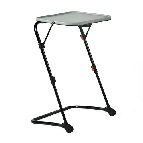 MEUBLE COSY Kleiner Klappbarer Laptoptisch Höhenverstellbar Schreibtisch Beistelltisch Ohne Montage Sofatisch Neigbar Computertische Betttisch Pflegebett, Grau von MEUBLE COSY