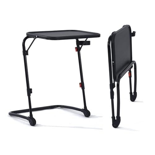 MEUBLE COSY Kleiner Klappbarer Laptoptisch Höhenverstellbar Schreibtisch Beistelltisch Ohne Montage Sofatisch Neigbar Computertische Betttisch Pflegebett, Schwarz von MEUBLE COSY