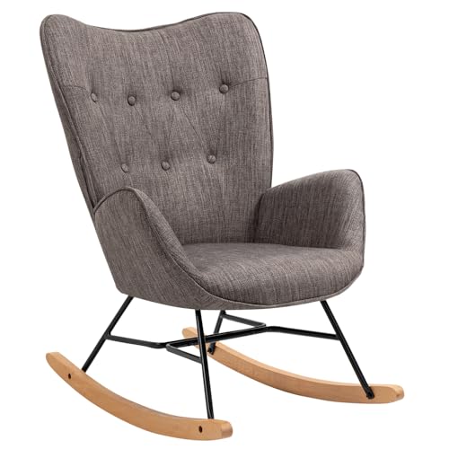MEUBLE COSY Schaukelstuhl Sessel Schaukelsessel Stillstuhl Schwingstuhl mit Armlehnen Gepolsterter Sitzfläche für Wohnzimmer Schlafzimmer, Balkon, Stoff und Holzkufen, Bis 120 kg Belastbar, Dunkelgrau MEUBLE COSY Schaukelstuhl Sessel Schaukelsessel Stillstuhl Schwingstuhl mit Armlehnen Gepolsterter Sitzfläche für Wohnzimmer Schlafzimmer, Balkon, Stoff und Holzkufen, Bis 120 kg Belastbar, Dunkelgrau von MEUBLE COSY