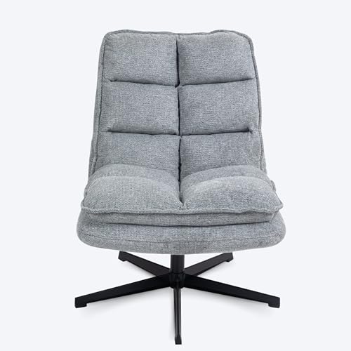 MEUBLE COSY Sessel 360° Drehbar Einzelsofa Faltbar Loungesessel Relaxsessel mit Armlehne Design Drehsessel, Metallbeine, für Wohnzimmer Schlafzimmer, Grau, 65x79.5x85cm, Metall Stoff von MEUBLE COSY