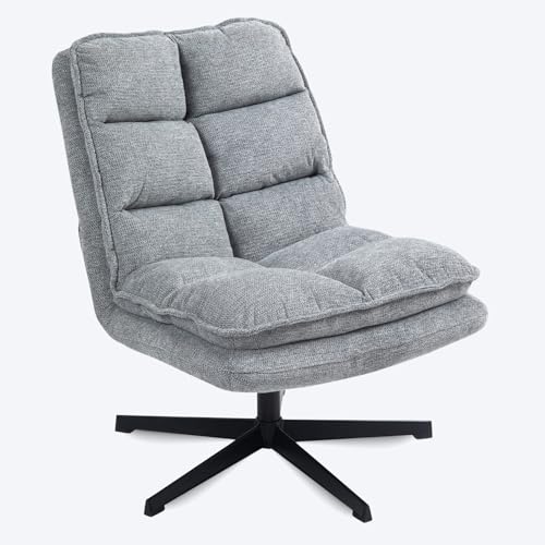 MEUBLE COSY Sessel 360° Drehbar Einzelsofa Faltbar Loungesessel Relaxsessel mit Armlehne Design Drehsessel, Metallbeine, für Wohnzimmer Schlafzimmer, Grau, 65x79.5x85cm von MEUBLE COSY