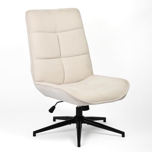 MEUBLE COSY Sessel Lehnstühle Lounge mit höhenverstellbar Wippfunktion Relaxsessel 360° Drehbar Polsterstuhl für Schlafzimmer Wohnzimmer, Chenille-Stoff, Beige von MEUBLE COSY