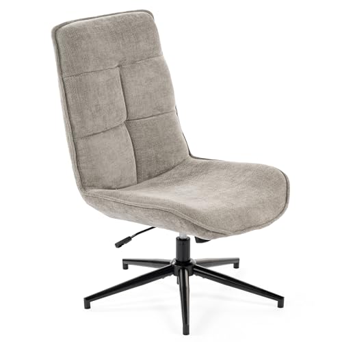 MEUBLE COSY Sessel Lehnstühle Lounge mit höhenverstellbar Wippfunktion Relaxsessel 360° Drehbar Polsterstuhl für Schlafzimmer Wohnzimmer, Chenille-Stoff, Grau von MEUBLE COSY