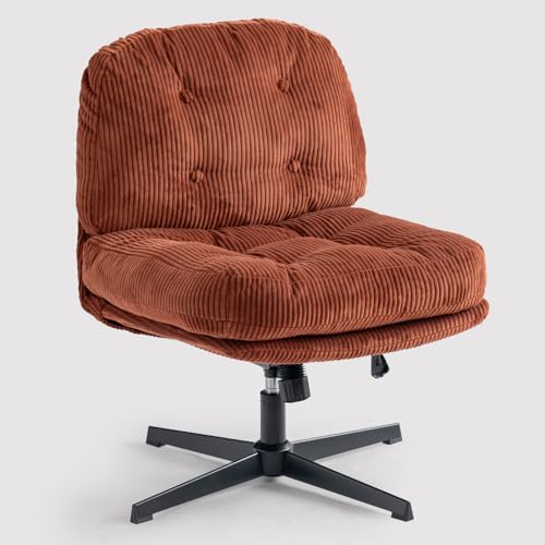MEUBLE COSY Sessel Lehnstühle Lounge mit höhenverstellbar Wippfunktion Relaxsessel 360° Drehbar Schminkstuhl Polsterstuhl für Schlafzimmer Wohnzimmer Vanity, Cordstoff, Rouge von MEUBLE COSY