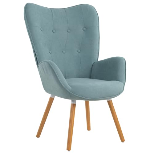 MEUBLE COSY Sessel Wohnzimmer Relaxsessel Lesesessel Lehnstühle Polstersessel Einzelsofa mit Holzbein Ohrensessel für Schlafzimmer Büro Vanity, Stoff, Grün MEUBLE COSY Sessel Wohnzimmer Relaxsessel Lesesessel Lehnstühle Polstersessel Einzelsofa mit Holzbein Ohrensessel für Schlafzimmer Büro Vanity, Stoff, Grün von MEUBLE COSY