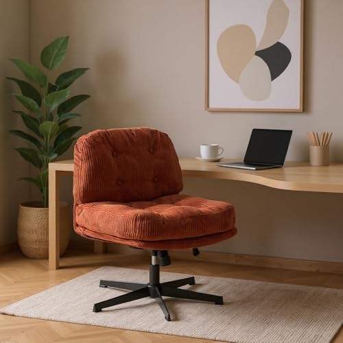MEUBLE Cosy Bürostuhl Ergonomisch Schreibtischstuhl mit höhenverstellbar Wippfunktion 360° Drehbar für Büro, Cordstoff, Rouge von MEUBLE COSY