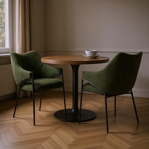 MEUBLE Cosy Esszimmerstuhl 2er Set mit Armlehnen, Sessel aus Bouclé-Stoff im Modernen Design, Verdicktes Sitzkissen, Metallbeine, Polsterstuhl für Wohnzimmer, Schlafzimmer, Esszimmer, Grün MEUBLE Cosy Esszimmerstuhl 2er Set mit Armlehnen, Sessel aus Bouclé-Stoff im Modernen Design, Verdicktes Sitzkissen, Metallbeine, Polsterstuhl für Wohnzimmer, Schlafzimmer, Esszimmer, Grün von MEUBLE COSY