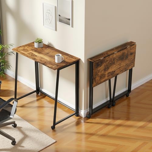 MEUBLE Cosy Klappbarer Computertisch mit Rollen oder verstellbaren Füßen, Platzsparend, Leicht zu Bewegen, Moderner Bürotisch, Braun MEUBLE Cosy Klappbarer Computertisch mit Rollen oder verstellbaren Füßen, Platzsparend, Leicht zu Bewegen, Moderner Bürotisch, Braun von MEUBLE COSY