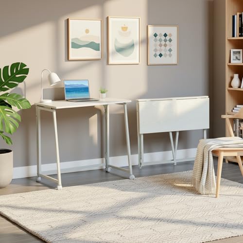 MEUBLE Cosy Klappbarer Computertisch mit Rollen oder verstellbaren Füßen, Platzsparend, Leicht zu Bewegen, Moderner Bürotisch, Weiß MEUBLE Cosy Klappbarer Computertisch mit Rollen oder verstellbaren Füßen, Platzsparend, Leicht zu Bewegen, Moderner Bürotisch, Weiß von MEUBLE COSY
