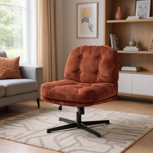 MEUBLE Cosy Sessel 360° Drehbar Lehnstühle Lounge mit höhenverstellbar Wippfunktion Relaxsessel Polsterstuhl für Schlafzimmer Wohnzimmer, Cordstoff, Rouge von MEUBLE COSY