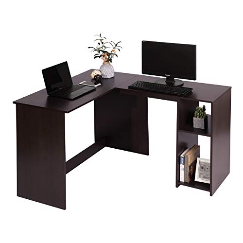 Schreibtisch L-förmiger Computertisch mit Regalebenen Eckschreibtisch PC Tisch für Heim und Büro Bürotisch Moderner Schreibtisch L-förmiger Computertisch mit Regalebenen Eckschreibtisch PC Tisch für Heim und Büro Bürotisch Moderner von MEUBLE COSY