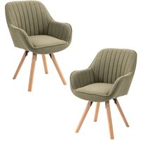 2er-Set carson skandinavische drehbare Esszimmersessel aus grünem Stoff - Meubles Cosy von MEUBLES COSY
