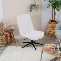Lounge-Bürostuhl, ohne Armlehnen, mit weißem Stoff bezogen, verstellbar, drehbar, Stahlbeine im Vintage-Stil - Meubles Cosy von MEUBLES COSY