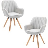 MEUBLES COSY 2er-Set CARSON skandinavische drehbare Esszimmersessel aus beigem Stoff von MEUBLES COSY