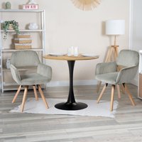 MEUBLES COSY 2er-Set skandinavische Esszimmerstühle aus grauem Cord von MEUBLES COSY