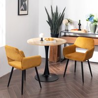 MEUBLES COSY Set aus 2 skandinavischen Mikrofaser-Esszimmerstühlen, gelber Sessel MEUBLES COSY Set aus 2 skandinavischen Mikrofaser-Esszimmerstühlen, gelber Sessel von MEUBLES COSY