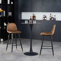 MEUBLES COSY Set mit 2 Küchen-Barhockern im Industrie- und Vintage-Stil, bezogen mit braunem Wildledereffekt, mit Metallbeinen und Fußstütze H76CM von MEUBLES COSY