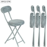 MEUBLES COSY Set mit 4 Klappstühlen 30 x 45 x 73 cm aus Stoff mit Felleffekt und grauem Metall für Esszimmer, Wohnzimmer, Küche, Büro, Schlafzimmer von MEUBLES COSY