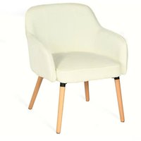 MEUBLES COSY Skandinavischer Sessel mit Stoffkissen und Beinen aus Buchenholz für Wohn- und Schlafzimmer, cremefarben von MEUBLES COSY