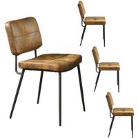 Set aus 4 Esszimmerstühlen – Retro Vintage – mit Rückenlehne, gepolstertem Sitz – in Wildleder – Metallbeinen – für Küche, Wohnzimmer, Schlafzimmer, von MEUBLES COSY