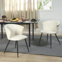 Meubles Cosy - Set mit 2 Esszimmerstühlen – skandinavischer Sessel – gepolsterter Sitz in Bouclette – schwarze Metallbeine – für Küche, Wohnzimmer, von MEUBLES COSY