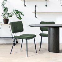 Meubles Cosy - Set aus 2 Esszimmerstühlen – skandinavisch – mit gepolsterter Sitzlehne – aus grünem Stoff – Metallbeine – für Küche, Wohnzimmer, von MEUBLES COSY