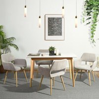 Set mit 4 Sesseln – Beigefarbener Stoff – Metallbeine in Holzoptik – Skandinavischer Stil – Esszimmer, Büro, Wohnzimmer - Beige - Meubles Cosy von MEUBLES COSY