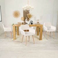 Set mit 4 Sesseln – aus beigem Frotteestoff – Metallbeine in Holzoptik – skandinavischer Stil – Esszimmer, Büro, Wohnzimmer - Meubles Cosy von MEUBLES COSY