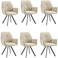 Set mit 6 bequemen Esszimmerstühlen aus beigem Stoff mit Armlehnen - Meubles Cosy von MEUBLES COSY