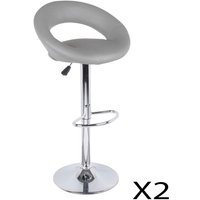 2er-Set höhenverstellbare Barhocker 77-97 cm – Sitzfläche aus grauem PU-Kunstleder, graues Metallgestell, Durchmesser 40 cm von MEUBLORAMA