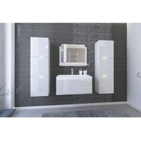 Badezimmermöbel-Set in Weiß, Kollektion OWL. 2 Säulen, Unterschrank, Waschbecken von MEUBLORAMA