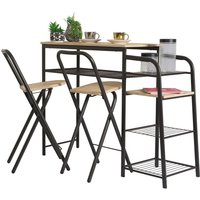 Bar-Set und 2 Klapphocker Kollektion daryl – Gestell aus schwarzem Metall und Tischplatte aus mdf in Holzfarbe Bar-Set und 2 Klapphocker Kollektion daryl – Gestell aus schwarzem Metall und Tischplatte aus mdf in Holzfarbe von MEUBLORAMA