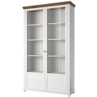 Breite Vitrine mit 2 Türen und integrierten LEDs, Kollektion assia. Farbe Weißesche und Eiche. von MEUBLORAMA