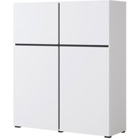 Buffet hoch in Weiß und Schwarz L120xH140xP40 Kollektion havana. Hoher Design-Sideboard mit 4 Türen. Buffet hoch in Weiß und Schwarz L120xH140xP40 Kollektion havana. Hoher Design-Sideboard mit 4 Türen. von MEUBLORAMA