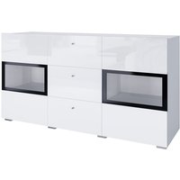 Buffet ramos – 2 Glastüren + 3 Schubladen – Farbe glänzend weiß und schwarz – led nicht enthalten von MEUBLORAMA