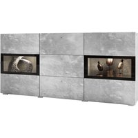Buffet ramos – Grau in Betonoptik und Schwarz – Inklusive mehrfarbiger led – 2 Glastüren + 3 Schubladen Buffet ramos – Grau in Betonoptik und Schwarz – Inklusive mehrfarbiger led – 2 Glastüren + 3 Schubladen von MEUBLORAMA