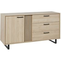 Design-Buffet 165cm mit 1 Tür und 3 Schubladen für das Wohnzimmer in hell Eichenfarbe, Kollektion loft, mit Metallfüßen. von MEUBLORAMA