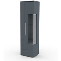 Design-Hochvitrine mit mehrfarbiger LED-Beleuchtung, Kollektion BOMBAY. Farbe: Glänzend Grau. Öffnung links. Design-Hochvitrine mit mehrfarbiger LED-Beleuchtung, Kollektion BOMBAY. Farbe: Glänzend Grau. Öffnung links. von MEUBLORAMA