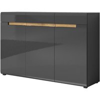 Design-Kommode lucia, 3 Türen und 3 Schubladen. Farbe glänzend Grau und Eiche. von MEUBLORAMA