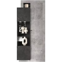 Design-Vitrine mit 2 Türen aus der Kollektion DOMI. Farbe Anthrazitgrau in Betonoptik. von MEUBLORAMA