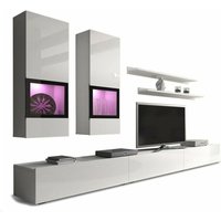 Wandkomposition ramos – Farbe Hochglanzweiß – Multicolor-LEDs, xl TV-Möbel, Vitrinen und Regale von MEUBLORAMA