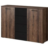Designer-Kommode mit 2 Türen und 4 Schubladen 130cm. Kollektion EOS in dunkler Eichenfarbe und Schwarz. Designer-Kommode mit 2 Türen und 4 Schubladen 130cm. Kollektion EOS in dunkler Eichenfarbe und Schwarz. von MEUBLORAMA