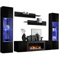 Hängende Möbelgarnitur mit dekorativem Kamin aus der Kollektion fly M3. Farbe Schwarz. Hängende Möbelgarnitur mit dekorativem Kamin aus der Kollektion fly M3. Farbe Schwarz. von MEUBLORAMA