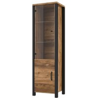 Hoher Vitrinenschrank mit 2 Türen im Design darwin – Fichte und Schwarz von MEUBLORAMA