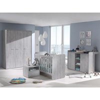 Meublorama - Baby- oder Kinderzimmer matheo, umbaubares Bett 60x120 zu 90x200, Kleiderschrank, Wickelkommode und Nachttisch von MEUBLORAMA